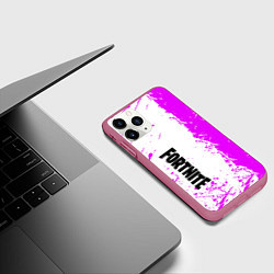 Чехол iPhone 11 Pro матовый Fortnite pink color, цвет: 3D-малиновый — фото 2