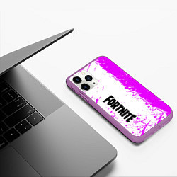 Чехол iPhone 11 Pro матовый Fortnite pink color, цвет: 3D-фиолетовый — фото 2