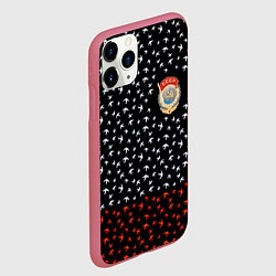 Чехол iPhone 11 Pro матовый Герб РФ и ссср ласточки, цвет: 3D-малиновый — фото 2