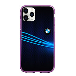 Чехол iPhone 11 Pro матовый BMW line blue, цвет: 3D-фиолетовый