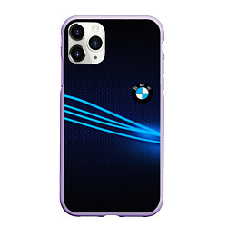 Чехол iPhone 11 Pro матовый BMW line blue, цвет: 3D-светло-сиреневый