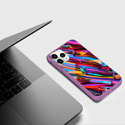 Чехол iPhone 11 Pro матовый Разноцветная фольга, цвет: 3D-фиолетовый — фото 2