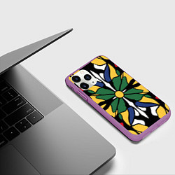 Чехол iPhone 11 Pro матовый Узор калейдоскоп, цвет: 3D-фиолетовый — фото 2