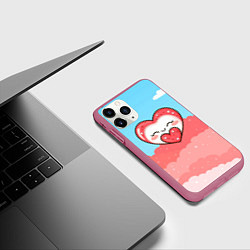 Чехол iPhone 11 Pro матовый Маршмеллоу с сердечком, цвет: 3D-малиновый — фото 2