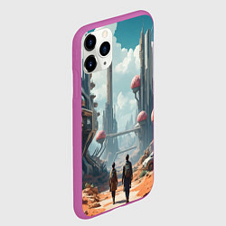 Чехол iPhone 11 Pro матовый Планета фантастика, цвет: 3D-фиолетовый — фото 2