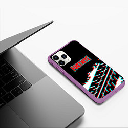 Чехол iPhone 11 Pro матовый Fortnite краски глитч, цвет: 3D-фиолетовый — фото 2