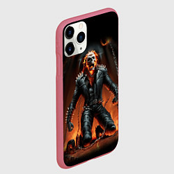 Чехол iPhone 11 Pro матовый Байкер с черепом на цепях, цвет: 3D-малиновый — фото 2