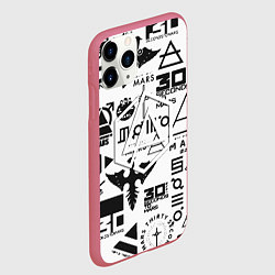 Чехол iPhone 11 Pro матовый Linkin park pattern 30 second to mars, цвет: 3D-малиновый — фото 2
