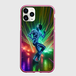 Чехол iPhone 11 Pro матовый Neon cyber dance - ai art fantasy, цвет: 3D-малиновый