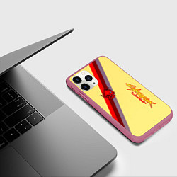 Чехол iPhone 11 Pro матовый Samurai geometry steel, цвет: 3D-малиновый — фото 2