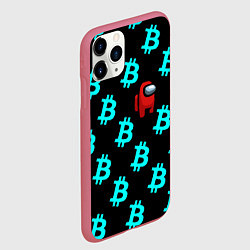 Чехол iPhone 11 Pro матовый Among us биткоин, цвет: 3D-малиновый — фото 2