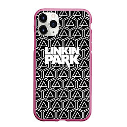 Чехол iPhone 11 Pro матовый Linkin park pattern, цвет: 3D-малиновый