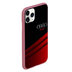 Чехол iPhone 11 Pro матовый AUDI carbon metal, цвет: 3D-малиновый — фото 2