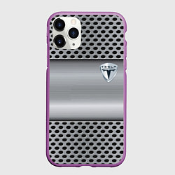 Чехол iPhone 11 Pro матовый Tesla металлическая сетка, цвет: 3D-фиолетовый