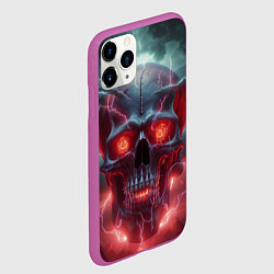 Чехол iPhone 11 Pro матовый Грозовой череп с молниями, цвет: 3D-фиолетовый — фото 2