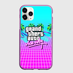 Чехол iPhone 11 Pro матовый Vice city tropic collection, цвет: 3D-фиолетовый