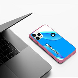 Чехол iPhone 11 Pro матовый BMW abstrac line steel, цвет: 3D-малиновый — фото 2