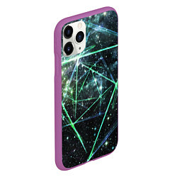 Чехол iPhone 11 Pro матовый Космические линии звезды, цвет: 3D-фиолетовый — фото 2