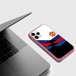 Чехол iPhone 11 Pro матовый Манчестер Юнайтед спорт текстура, цвет: 3D-малиновый — фото 2