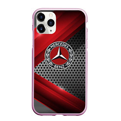 Чехол iPhone 11 Pro матовый Mercedes benz текстура метал