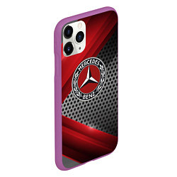 Чехол iPhone 11 Pro матовый Mercedes benz текстура метал, цвет: 3D-фиолетовый — фото 2