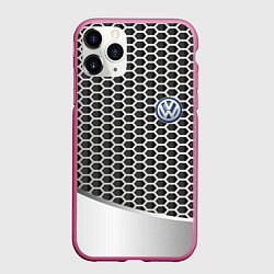 Чехол iPhone 11 Pro матовый Volkswagen metal motors, цвет: 3D-малиновый