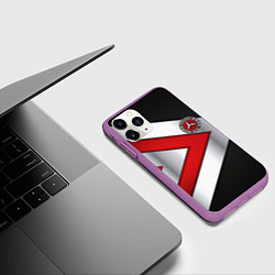 Чехол iPhone 11 Pro матовый Mercedes benz carbon metal, цвет: 3D-фиолетовый — фото 2
