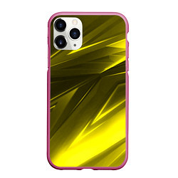 Чехол iPhone 11 Pro матовый Gold stripes abstraction, цвет: 3D-малиновый