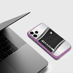 Чехол iPhone 11 Pro матовый BMW car motors metal, цвет: 3D-фиолетовый — фото 2