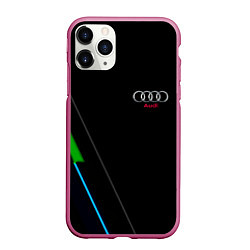 Чехол iPhone 11 Pro матовый AUDI geometry line, цвет: 3D-малиновый