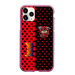 Чехол iPhone 11 Pro матовый Doom pattern steell, цвет: 3D-малиновый