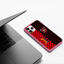 Чехол iPhone 11 Pro матовый Doom pattern steell, цвет: 3D-малиновый — фото 2