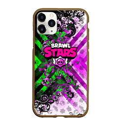 Чехол iPhone 11 Pro матовый Brawl stars pattern geometry, цвет: 3D-коричневый