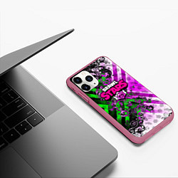 Чехол iPhone 11 Pro матовый Brawl stars pattern geometry, цвет: 3D-малиновый — фото 2