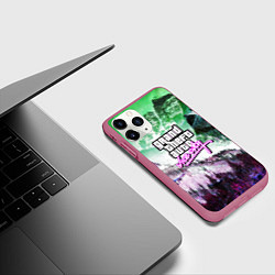 Чехол iPhone 11 Pro матовый Vice city game glitch, цвет: 3D-малиновый — фото 2