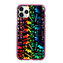 Чехол iPhone 11 Pro матовый Marshmello neon color, цвет: 3D-малиновый