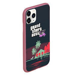 Чехол iPhone 11 Pro матовый GTA tropix game, цвет: 3D-малиновый — фото 2