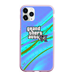 Чехол iPhone 11 Pro матовый GTA 6 неоновые соты геометрия