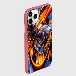 Чехол iPhone 11 Pro матовый Жидкие краски фрактал, цвет: 3D-малиновый — фото 2
