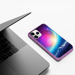 Чехол iPhone 11 Pro матовый Бескрайний космос, цвет: 3D-фиолетовый — фото 2