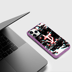 Чехол iPhone 11 Pro матовый Doom glithc краски, цвет: 3D-фиолетовый — фото 2