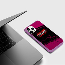 Чехол iPhone 11 Pro матовый Теккен трещины, цвет: 3D-фиолетовый — фото 2
