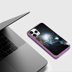 Чехол iPhone 11 Pro матовый Космическая абстракция астероид, цвет: 3D-фиолетовый — фото 2