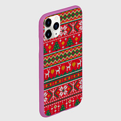 Чехол iPhone 11 Pro матовый Текстура свитерной вязки новогодняя, цвет: 3D-фиолетовый — фото 2