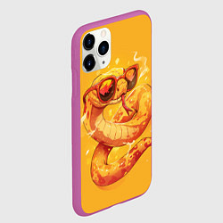 Чехол iPhone 11 Pro матовый Крутая желтая змея в очках, цвет: 3D-фиолетовый — фото 2