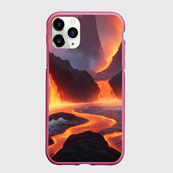 Чехол iPhone 11 Pro матовый Текущая лава, цвет: 3D-малиновый