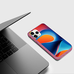 Чехол iPhone 11 Pro матовый Абстрактный геометрический градиент, цвет: 3D-малиновый — фото 2