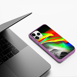 Чехол iPhone 11 Pro матовый Текстура краски, цвет: 3D-фиолетовый — фото 2