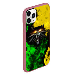 Чехол iPhone 11 Pro матовый The Witcher in fire, цвет: 3D-малиновый — фото 2