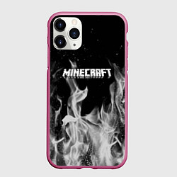Чехол iPhone 11 Pro матовый Fortnite серый огонь, цвет: 3D-малиновый